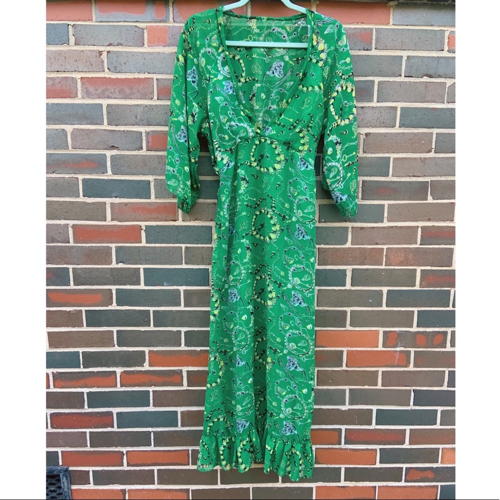 Green low cut maxi dress